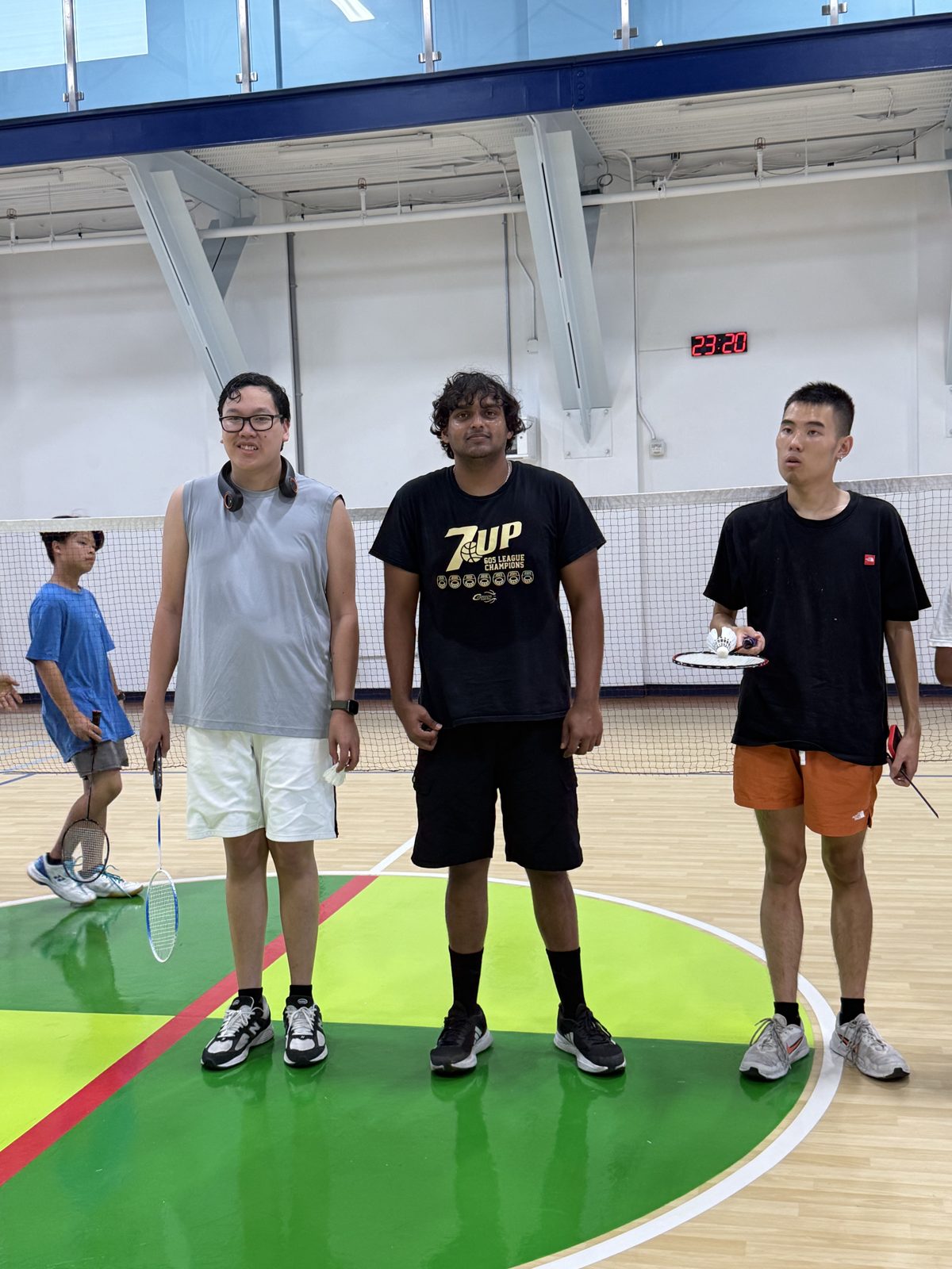 Players on a badminton court