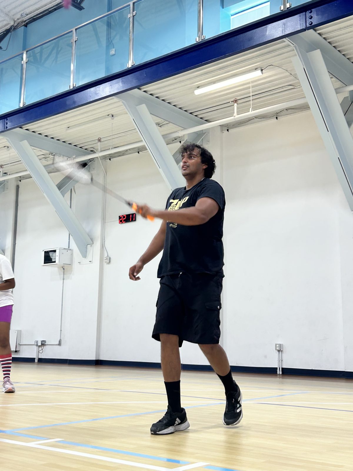 Badminton swing during a session