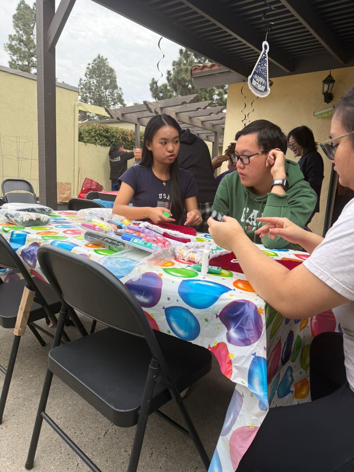 Crafts table outdoors
