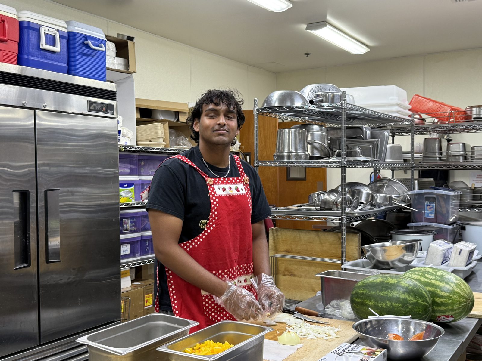 Cooking in a kitchen